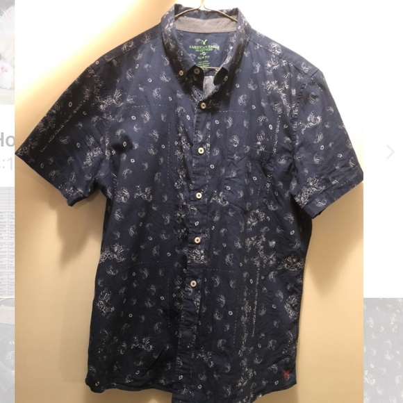 American Eagle Slim Fit Short-Sleeve Button Up - Picture 2 of 4